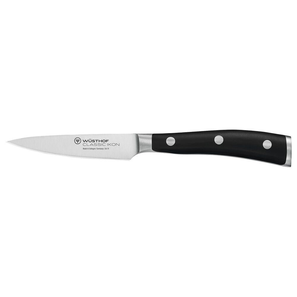 Wusthof Classic Ikon 3.5" Paring Knife in Stainless Steel and Black, , large