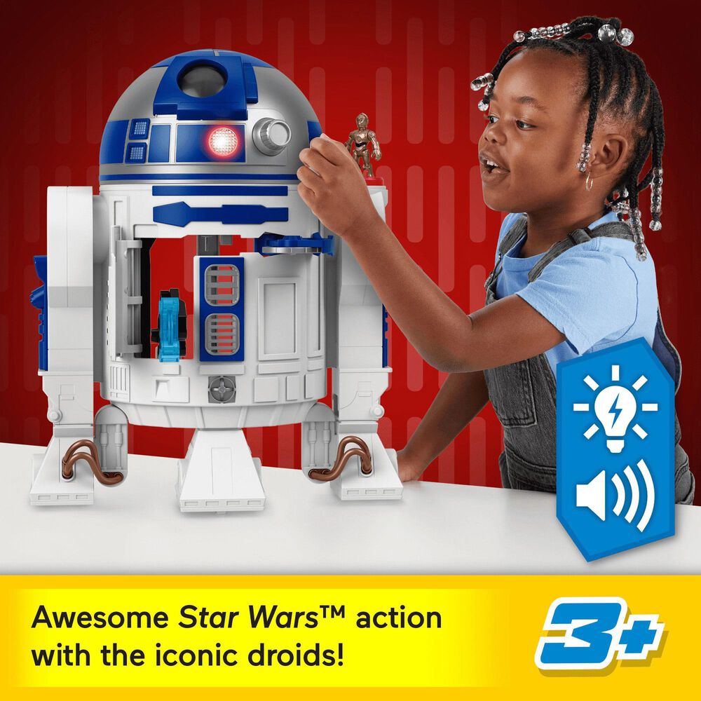 Fisher Price Star Wars R2-D22 Toy Action Figure with C-3PO Diecast Character Key, , large