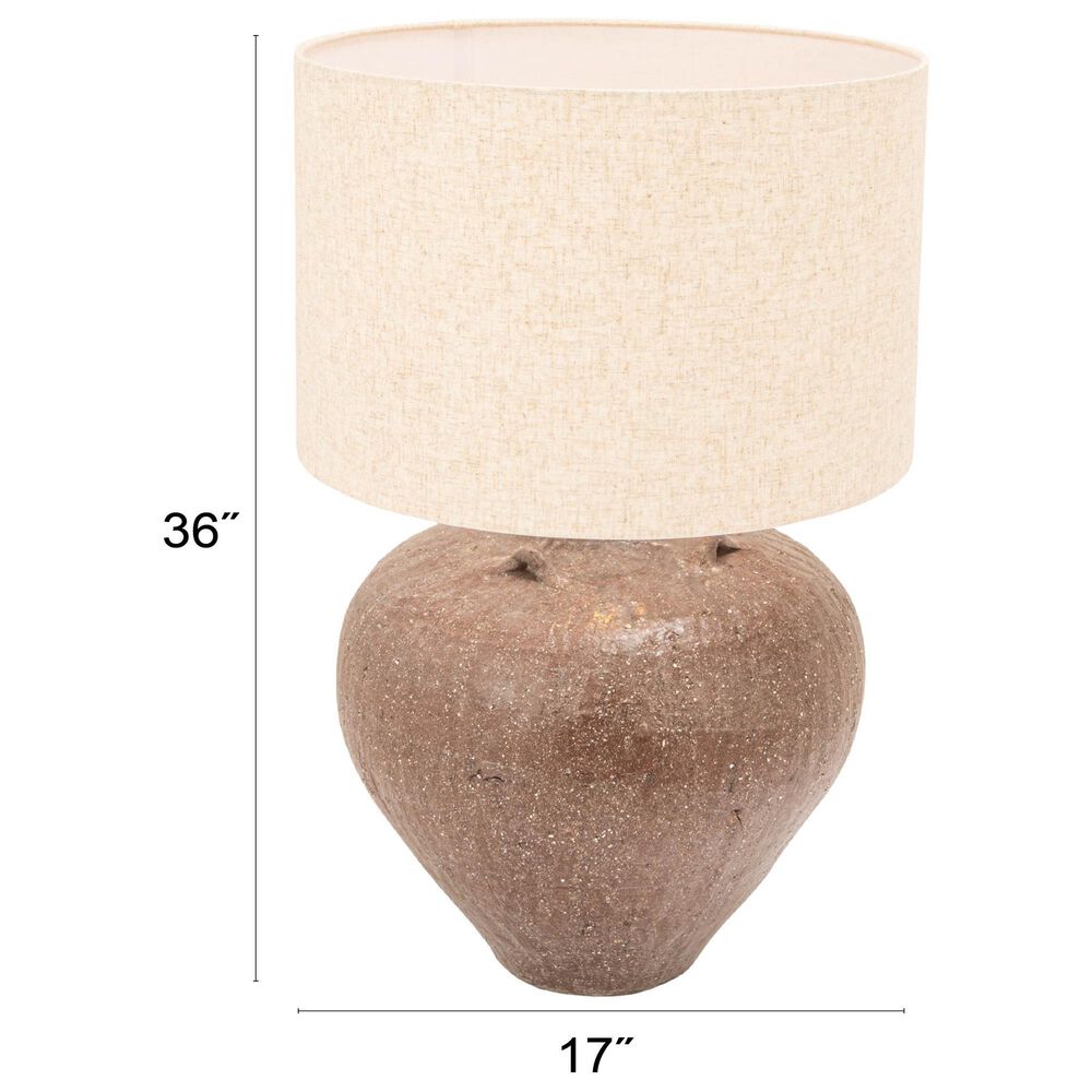 Creative Coop Textured Stoneware Table Lamp in Brown, , large