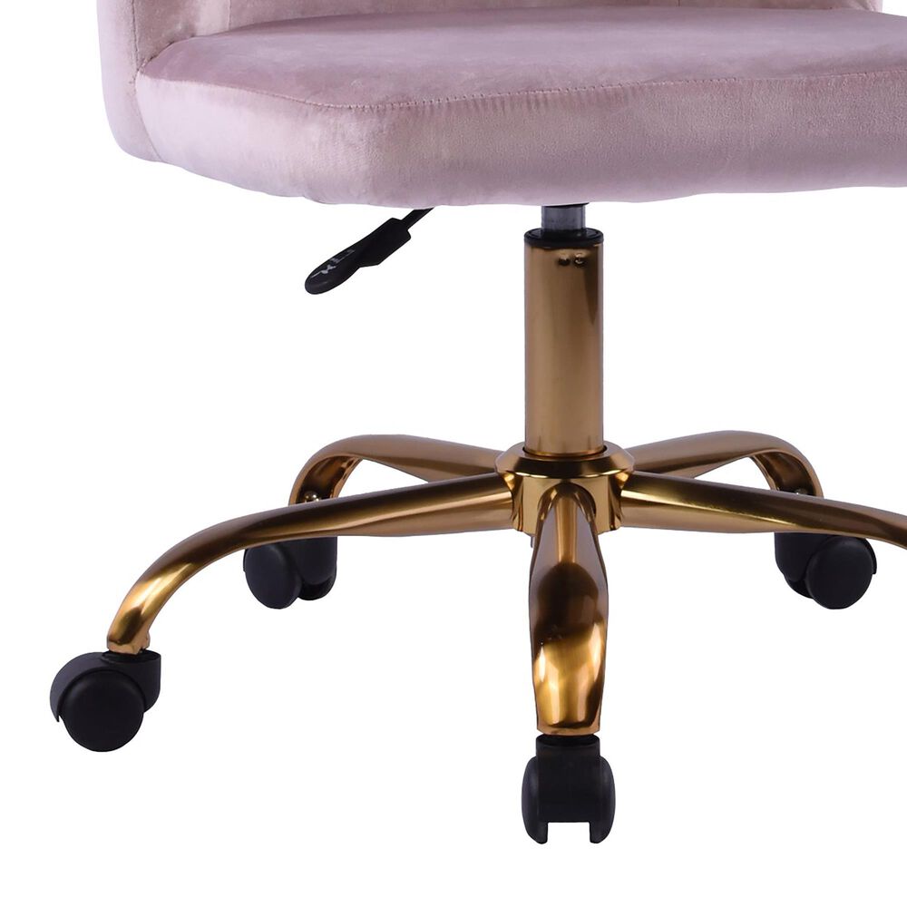 Impressions Vanity Rylee Swivel Vanity Chair with Pink Cushion in Antique Gold, , large