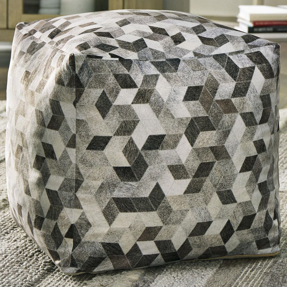 Ashley Albermarle Pouf in Gray and Brown, , large
