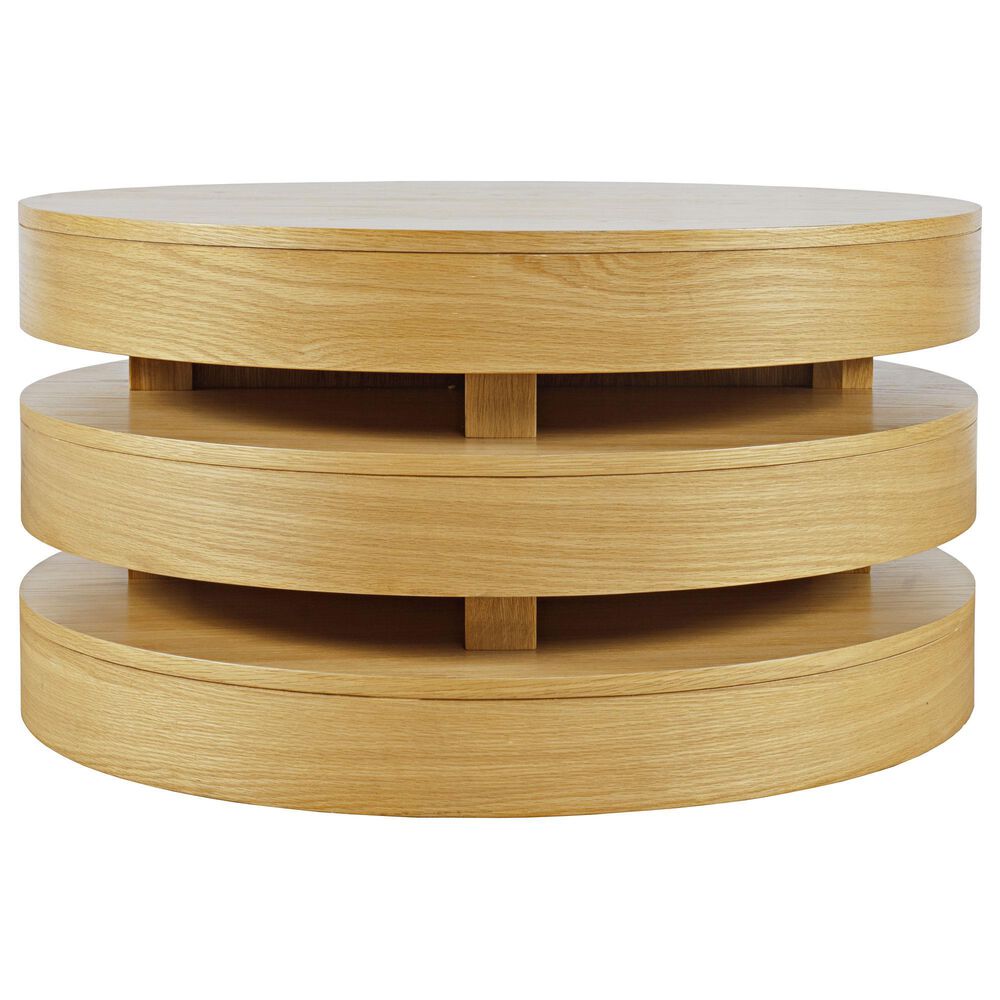 Waltham Brix Round Cocktail Table in Oak, , large