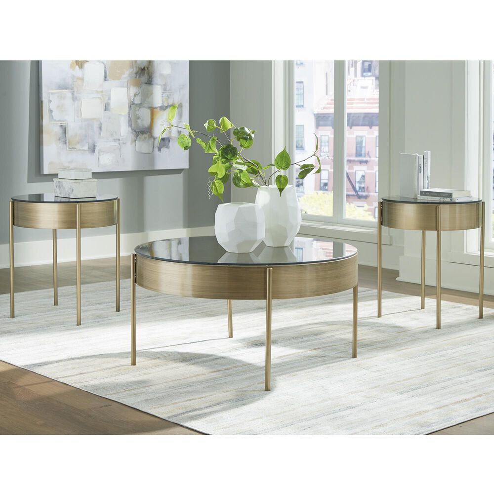 Ashley Jettaya 3-Piece Occasional Table Set in Brushed Brass, , large