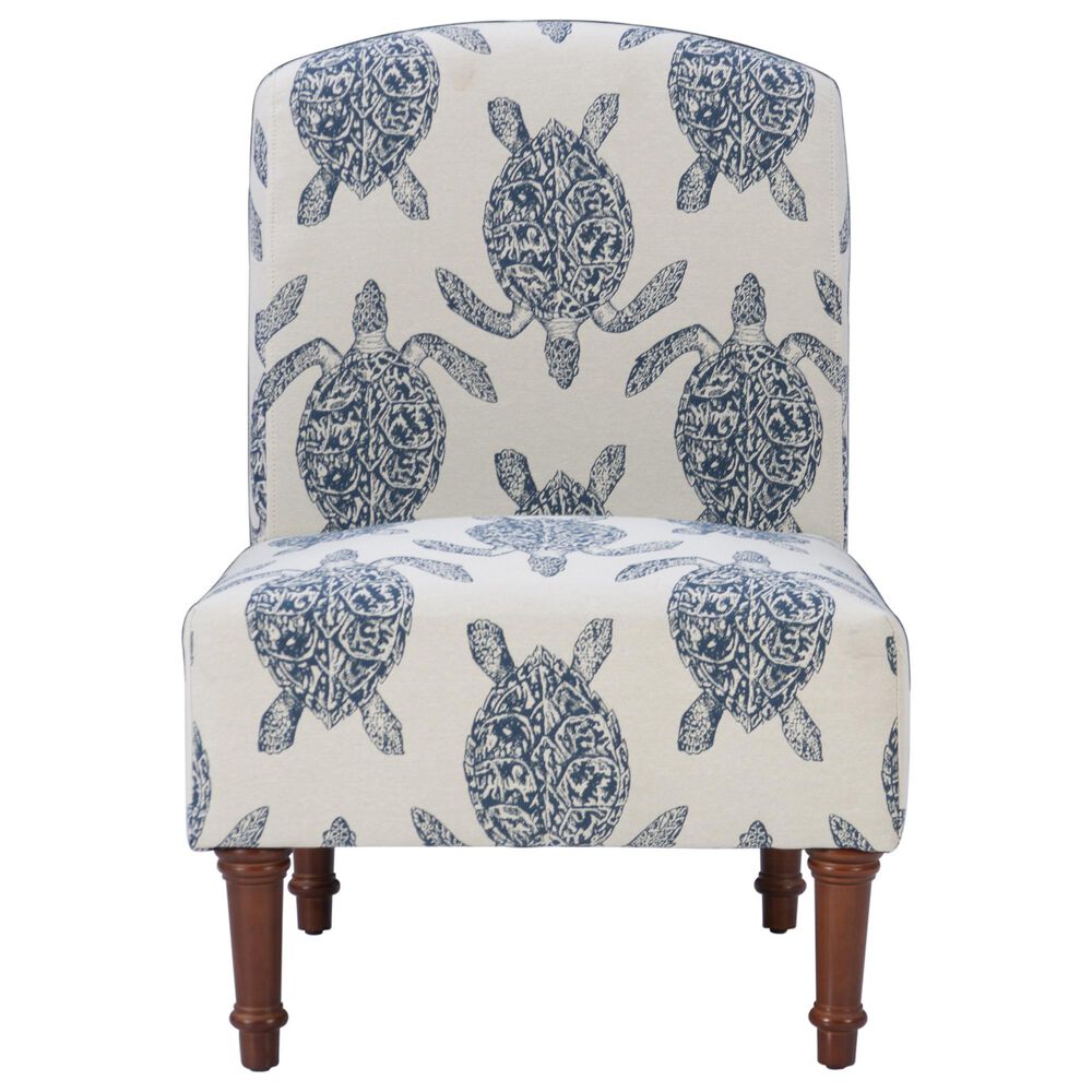 Linon Home Decor Hawksbill Accent Chair in Indigo and Cream, , large