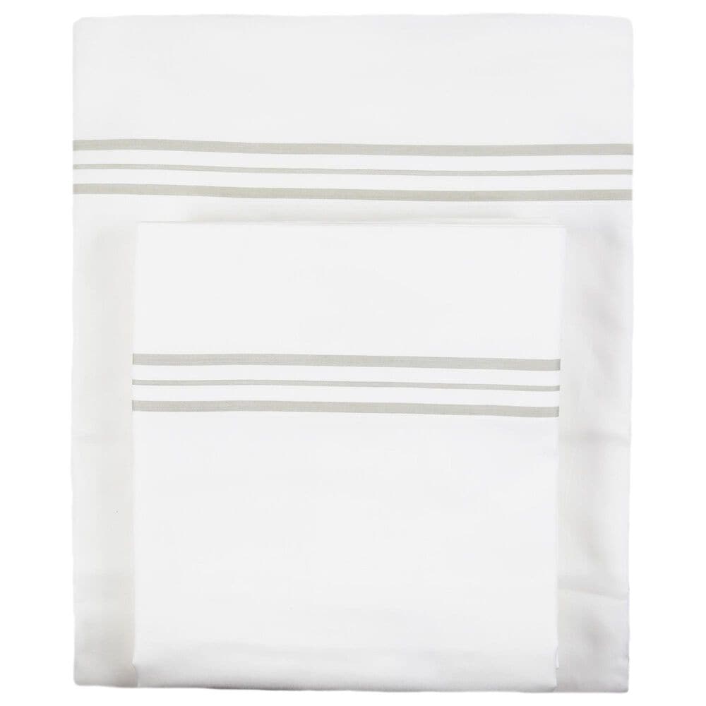 Ann Gish Art Of Home 4-Piece King Hem Stripe Sheet Set In White Taupe, , large