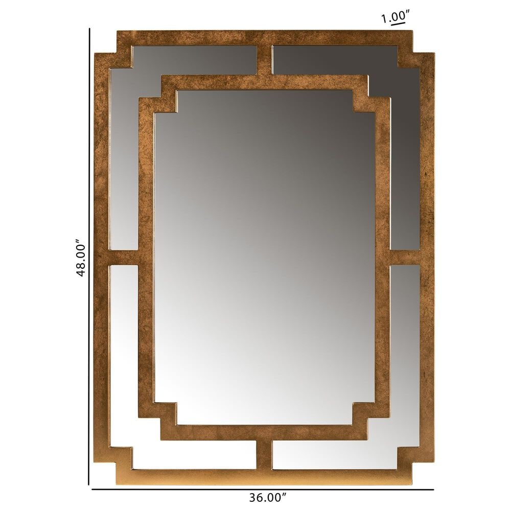Baxton Studio Dayana Accent Wall Mirror in Antique Gold, , large