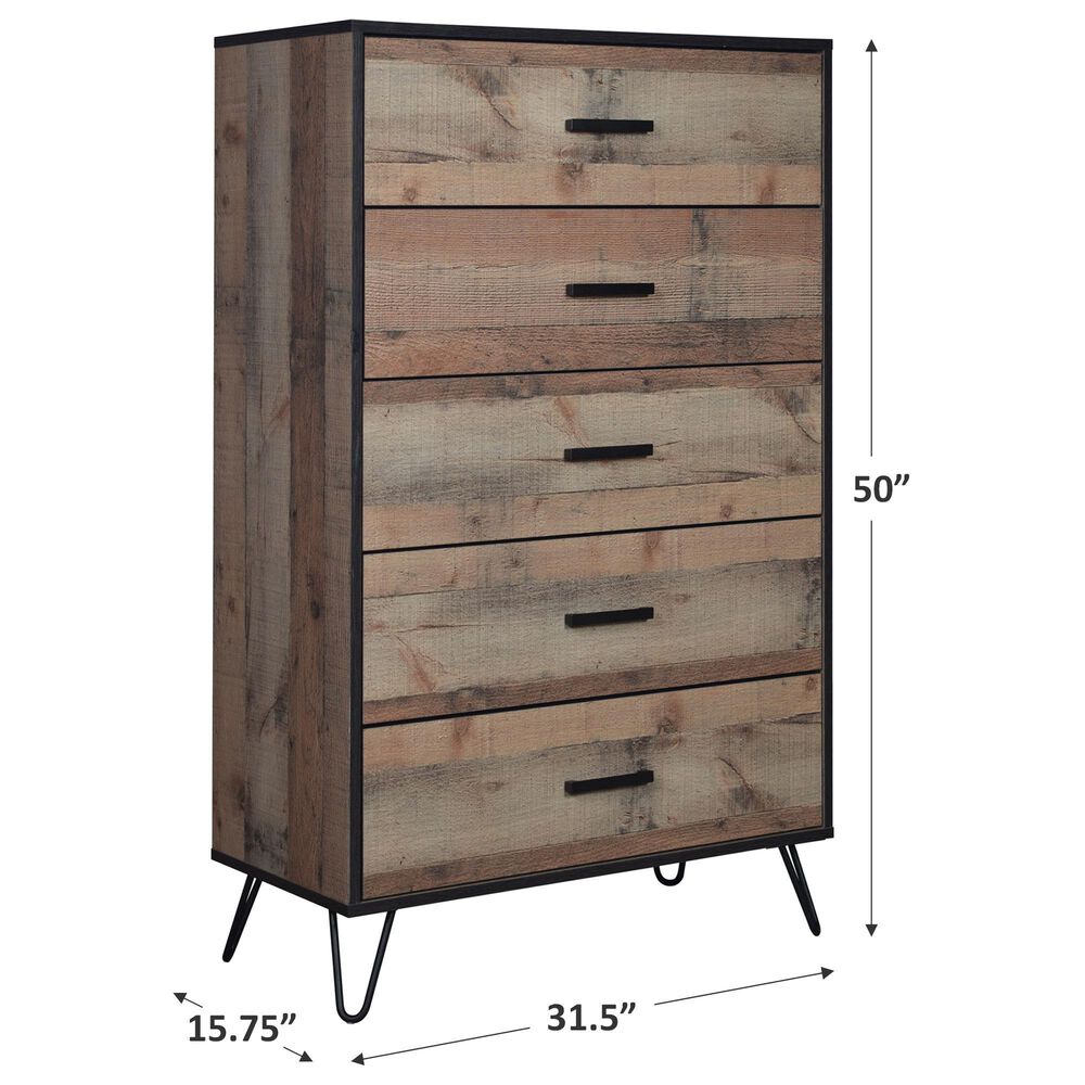 New Heritage Design Elk River 5-Drawer Chest in Rustic Brown, , large