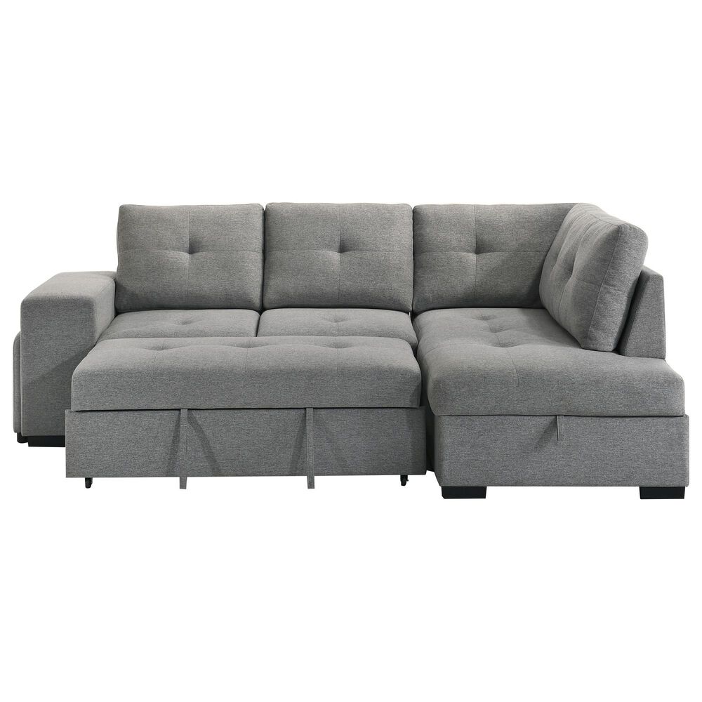 Coaster Roanne Fabric Upholstered Sleeper Sectional Sofa Grey, , large