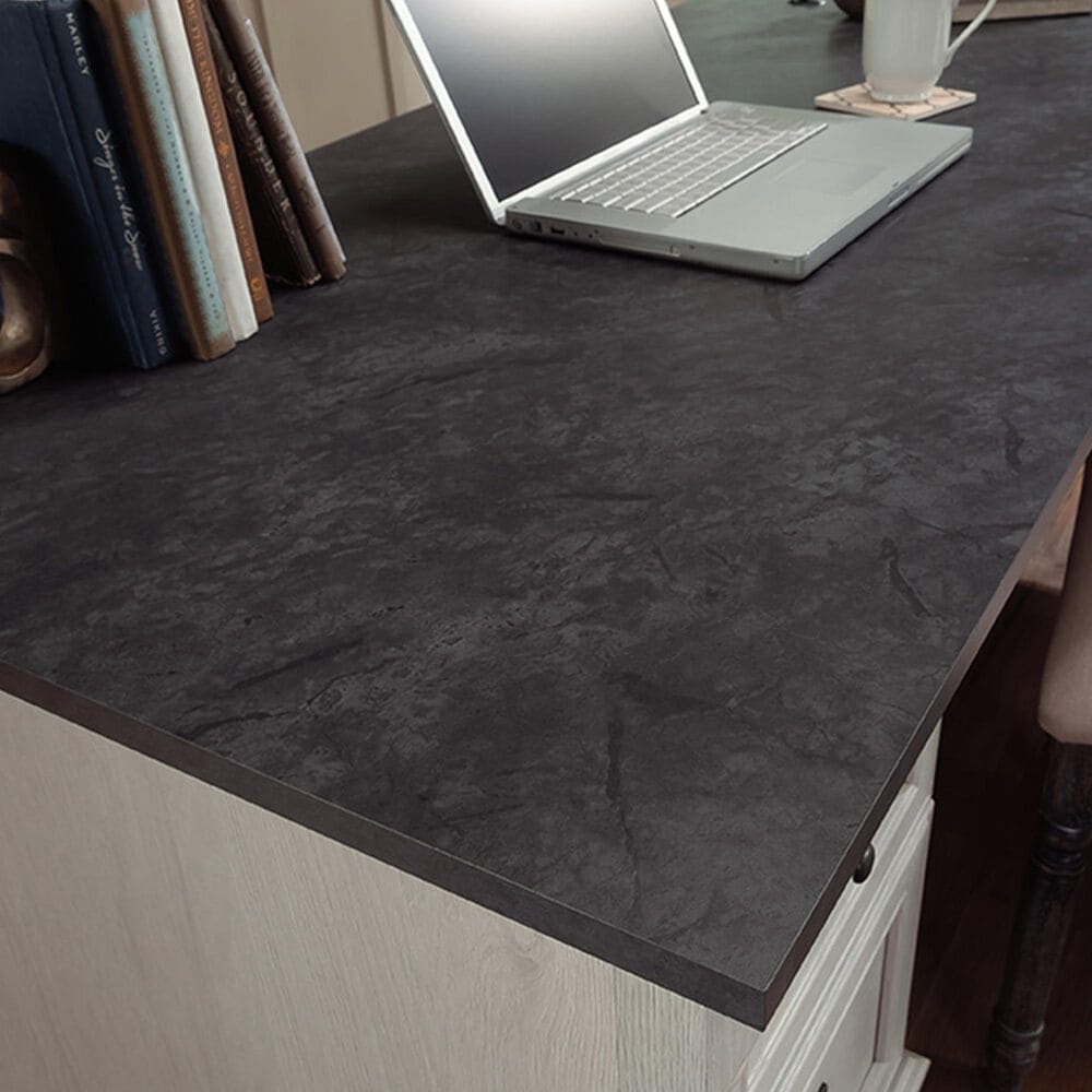 Sauder Palladia L-Shaped Desk in Glacier Oak and Rosso Slate, , large