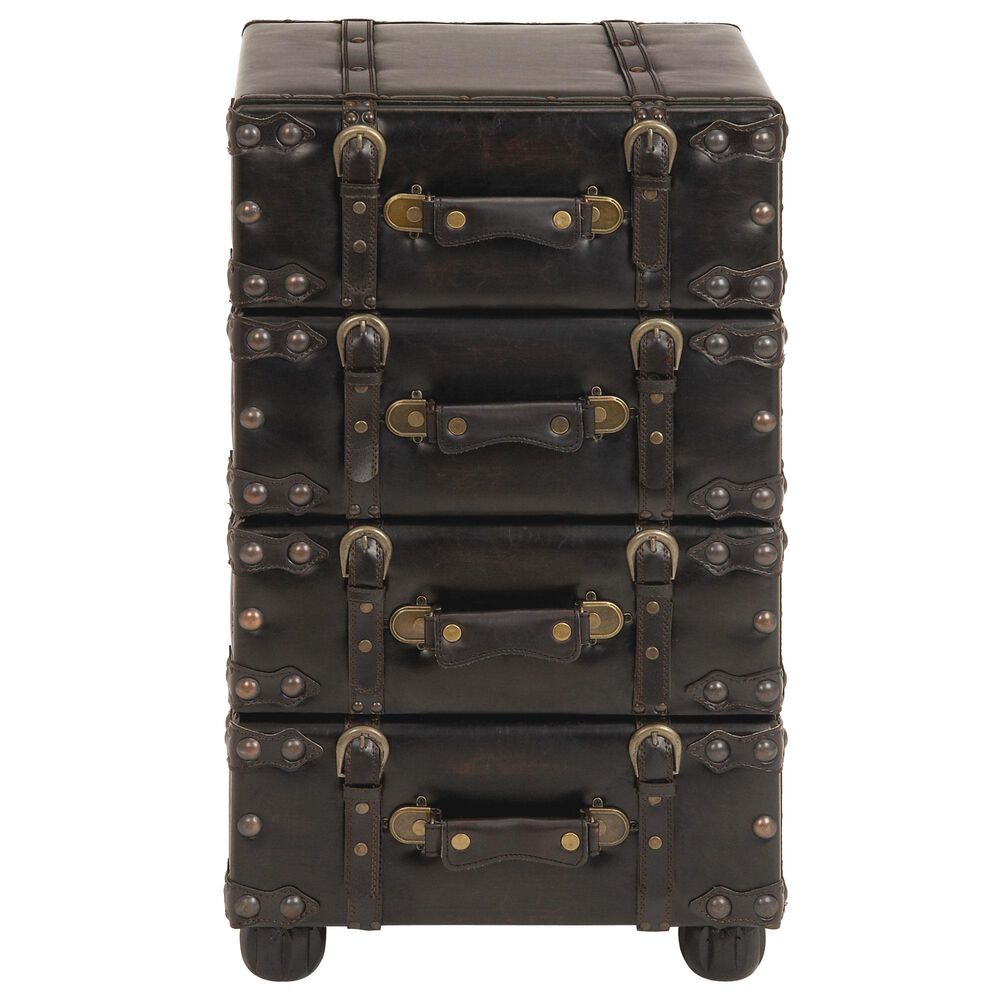 Uma Enterprises Traditional Leather Chest Black, , large
