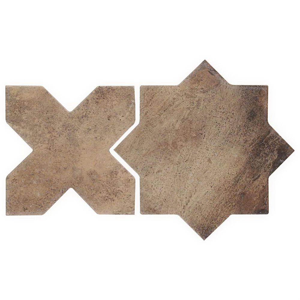 Soho Studio Malta Taupe Star and Cross 6" x 6" Porcelain Tile Kit, , large