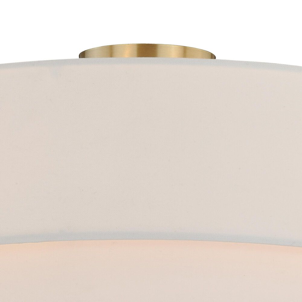 Vaxcel Burnaby 4-Light Semi-Flush Mount with White Linen Shade in Matte Brass, , large