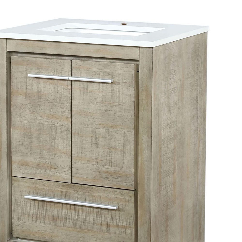 Lexora Home Lafarre 24&quot; Single Bathroom Vanity in Rustic Acacia with 2 cm White Quartz Top and Rectangular Sink, , large
