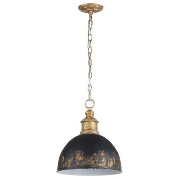 Golden Lighting Alison 1-Light Pendant with Weathered Black Iron Shade in Vintage Gold, , large