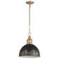 Golden Lighting Alison 1-Light Pendant with Weathered Black Iron Shade in Vintage Gold, , large