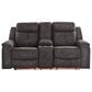 Ashley Brysonview Manual Double Reclining Loveseat with Console in Charcoal, , large