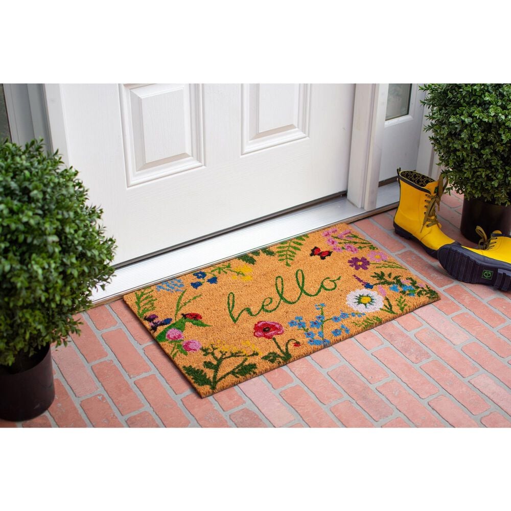 Calloway Mills Floral Hello Multicolor 1&#39;5&quot; x 2&#39;5&quot; Doormat, , large