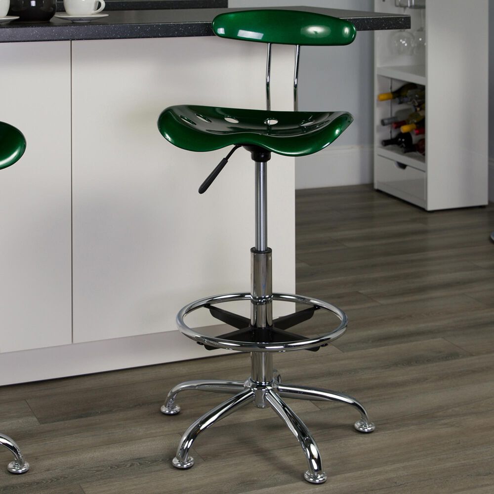 Flash Furniture Vibrant Drafting Stool in Green, , large