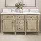 James Martin Vanities Lorelai 60" Double Vanity in Whitewashed Oak with Single Hole 3 cm White Zeus Quartz Top & Backsplash, , large