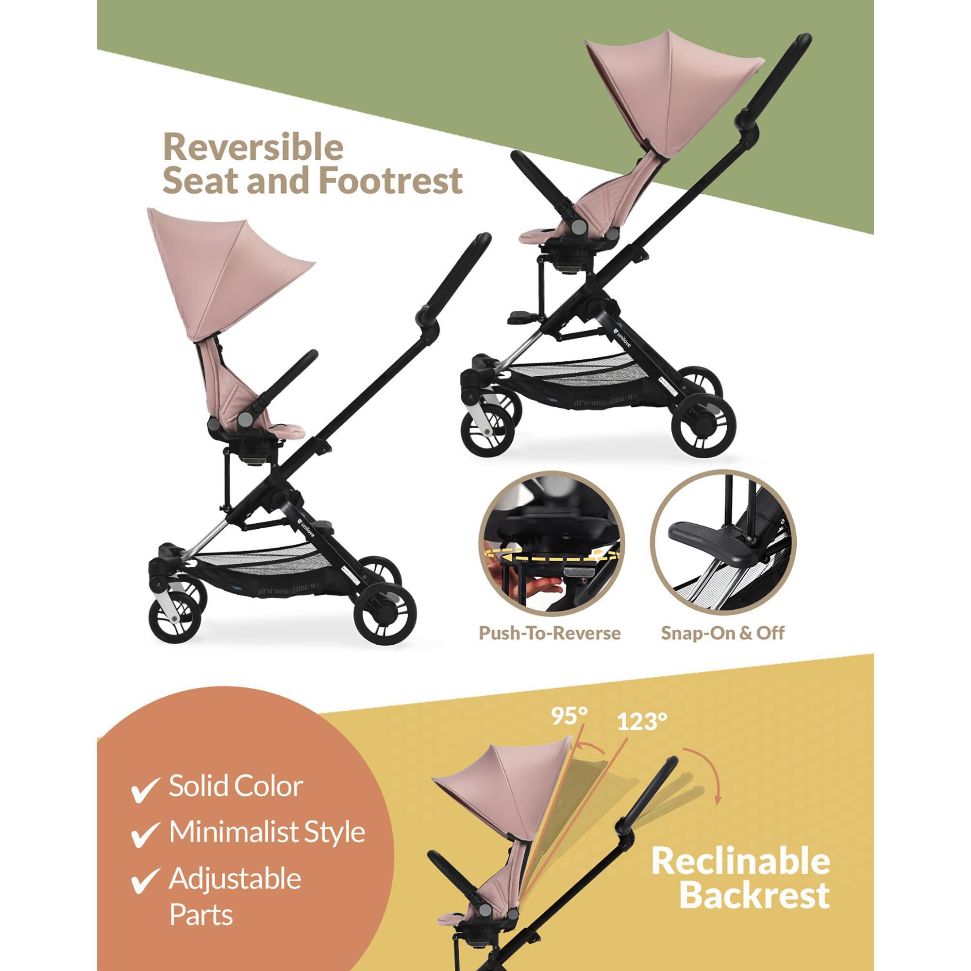 Unilove On The Go 3 In 1 Lightweight Stroller with Reversible