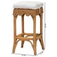 Baxton Studio Muy Scallop Rattan Bar Stool in Honey, , large