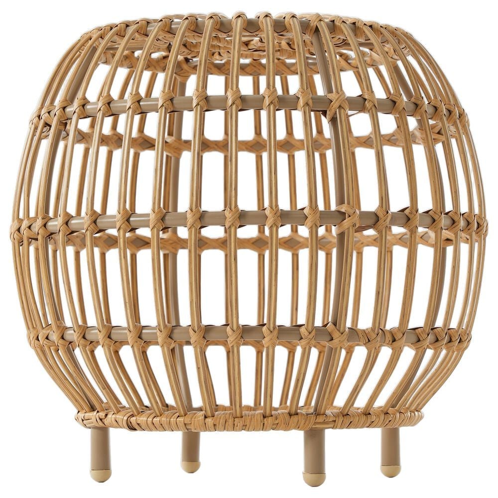 Hearth and Haven Ottawa Outdoor Side Table with Open Weave Design in Light Brown, , large