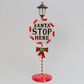 The Gerson Company Solar Lighted Metal "Santa Stop Here" Sign in White and Red, , large