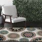 Central Oriental Terrace Tropic Burnette 8"8" x 11"10" Snow and Multicolor Area Rug, , large