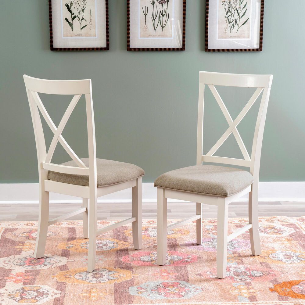 Linon Home Decor Jane Side Chair with Light Tan Cushion in Vanilla White, , large