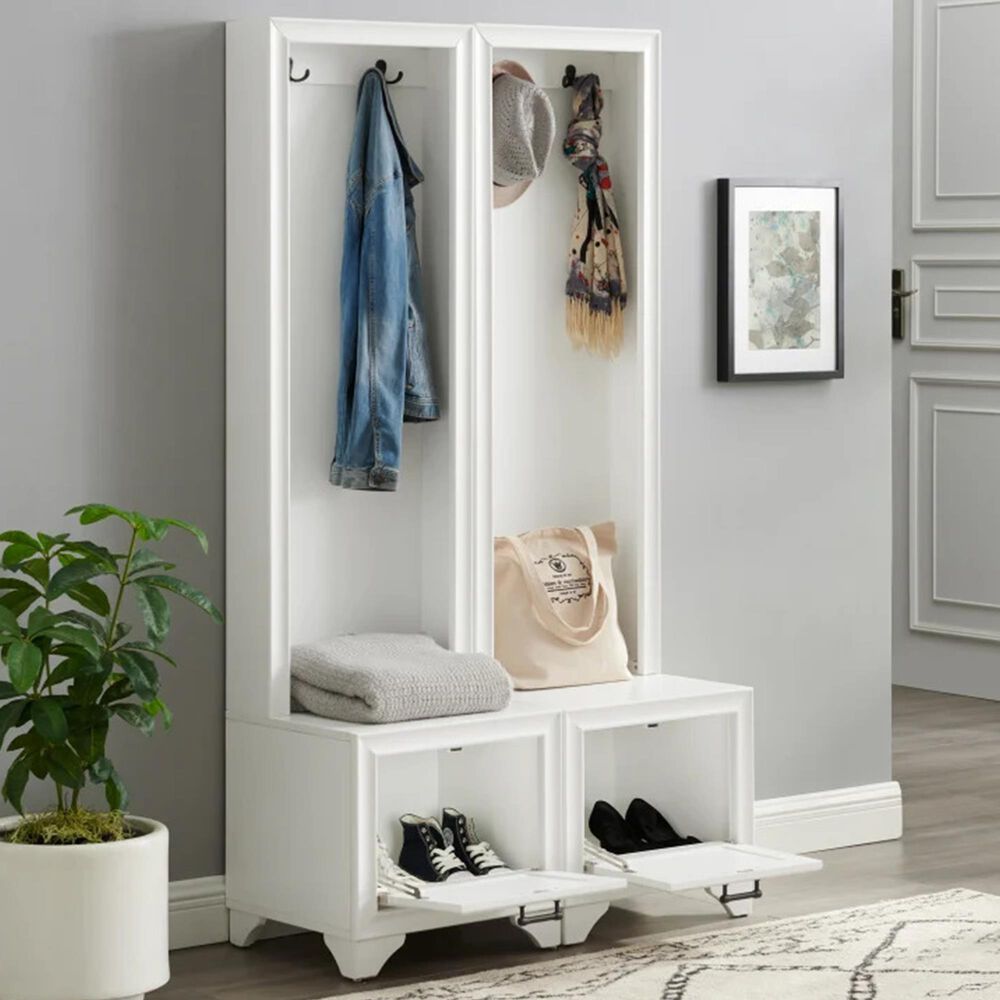 Crosley Furniture Tara 2-Piece Entryway Set in Distressed White, , large