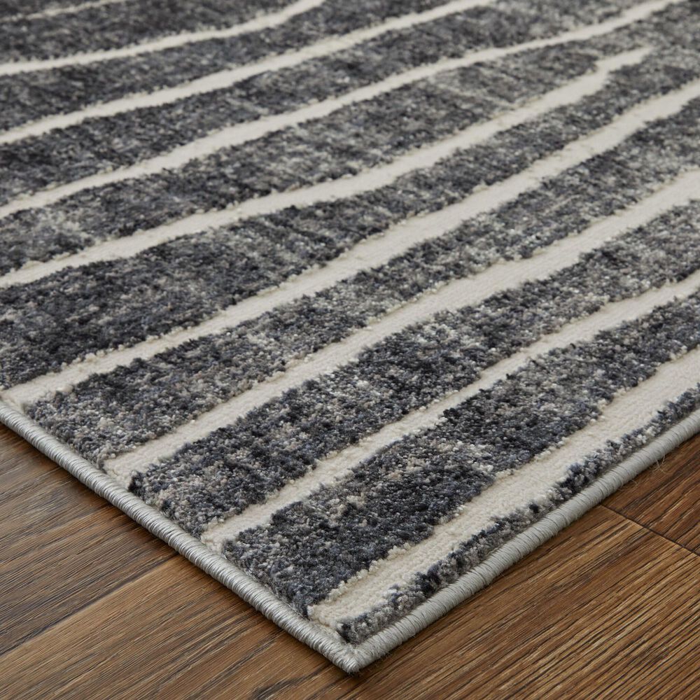 Feizy Kano 2&#39;7&quot; x 8&#39; Black, Gray and Ivory Runner, , large