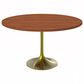Leisuremod LeisureMod Verve Collection 48 Round Dining Table, Brushed Gold Base with Cognac Brown MDF Top, , large