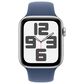 Apple Watch SE GPS + Cellular 44mm Silver Aluminum Case with Denim Sport Band - M/L, , large