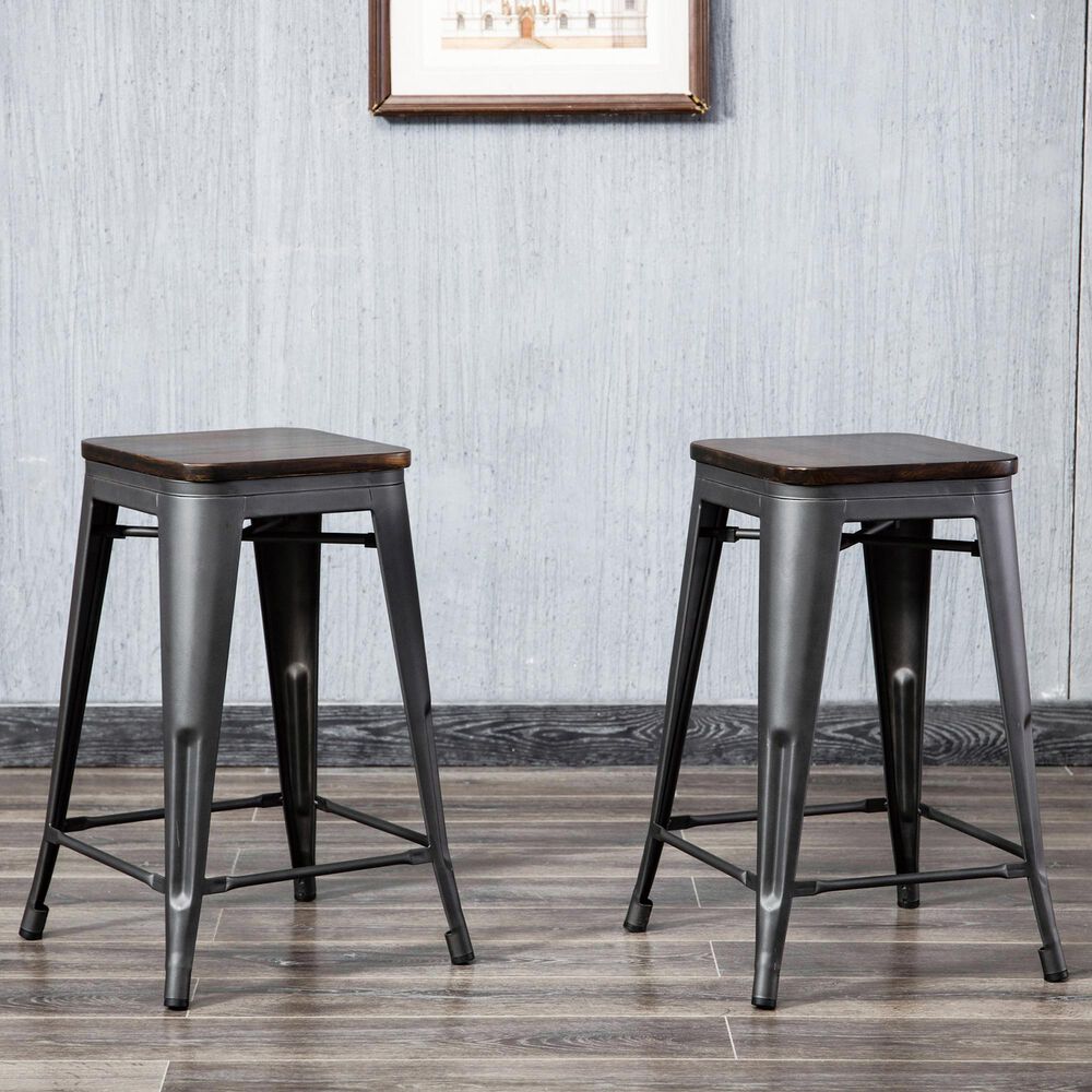 Carolina Cottage Cormac 24" Counter Stool in Rustic Pewter/Elm (Set of 2), , large