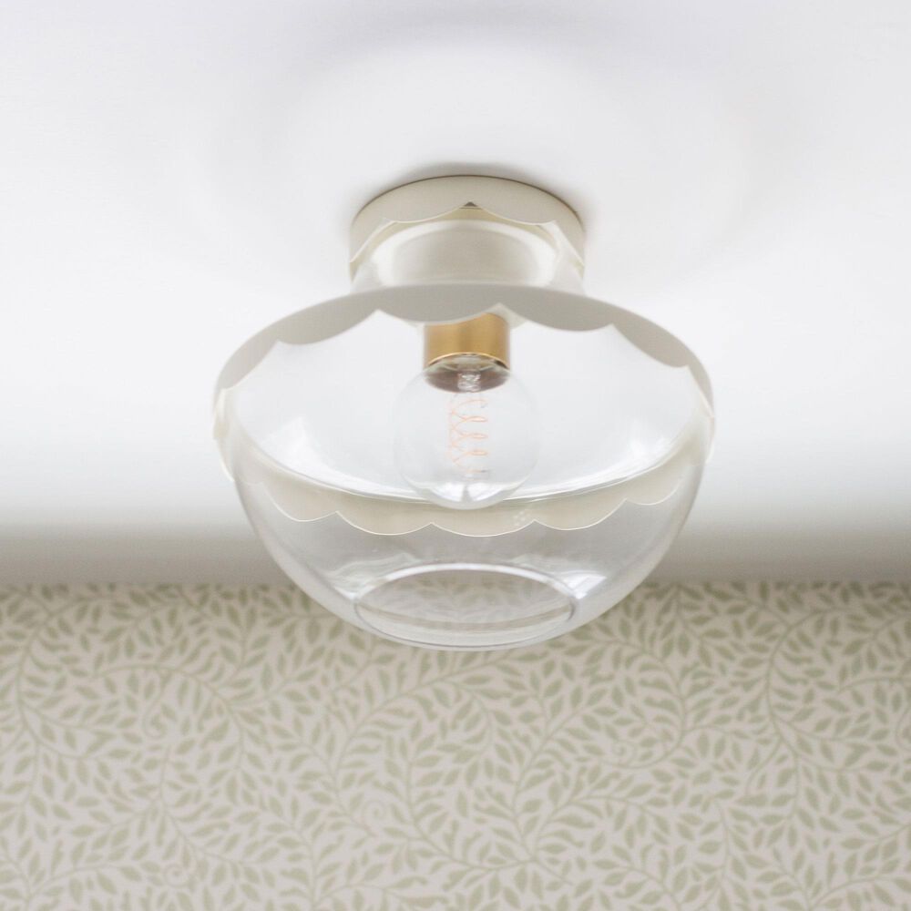 Mitzi Lighting Alaina 1-Light Semi-Flush with Soft Cream Shade in Aged Brass, , large