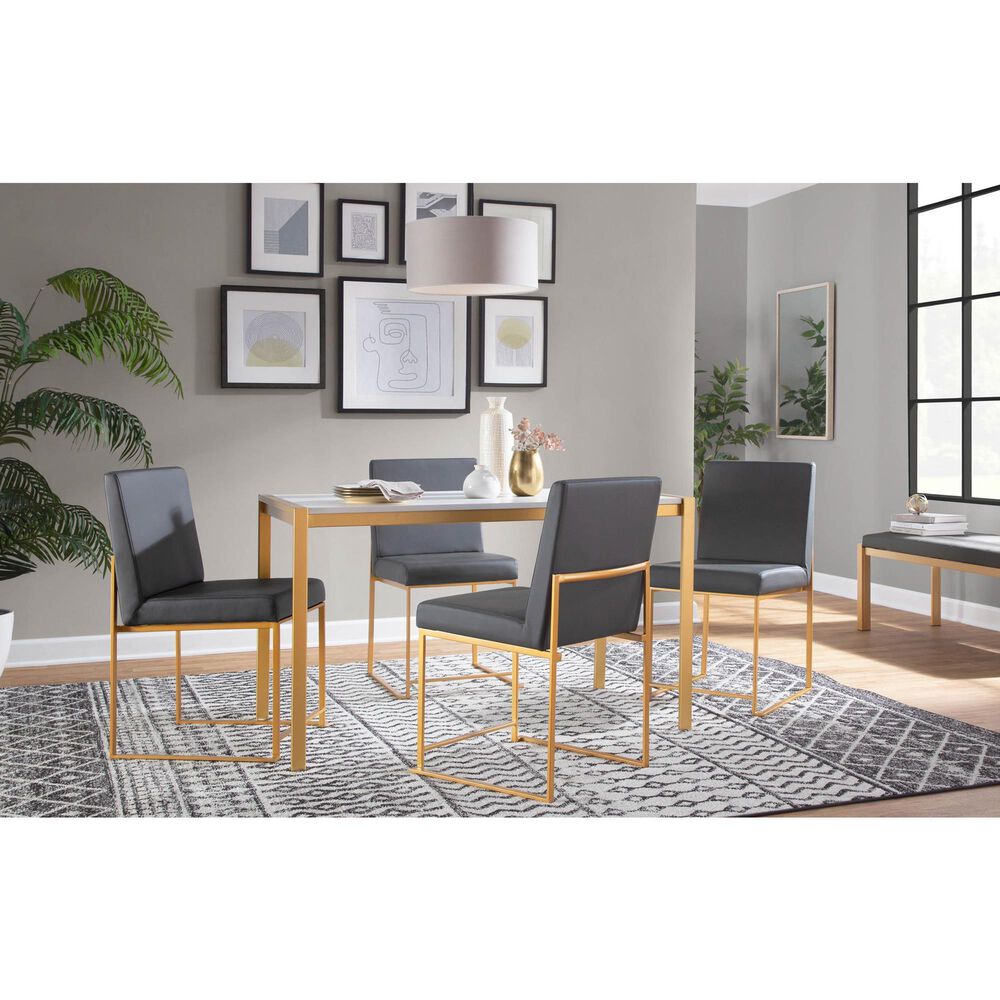 Lumisource Fuji Side Chair with Grey Cushion in Gold (Set of 2), , large