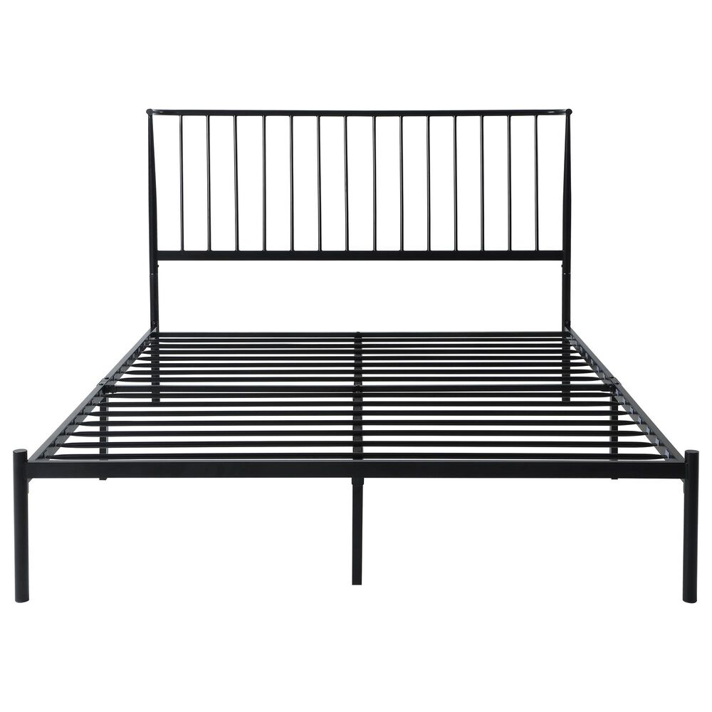 Hearth and Haven Queen Platform Bed with Angle Headboard in Black, , large