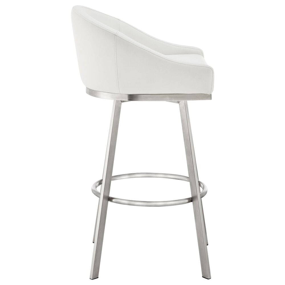 Blue River Eleanor Swivel Barstool with White Cushion in Brushed Stainless Steel, , large