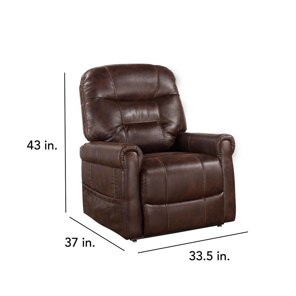Steve Silver Ottawa Power Lift Recliner with Heat and Massage in Walnut, , large