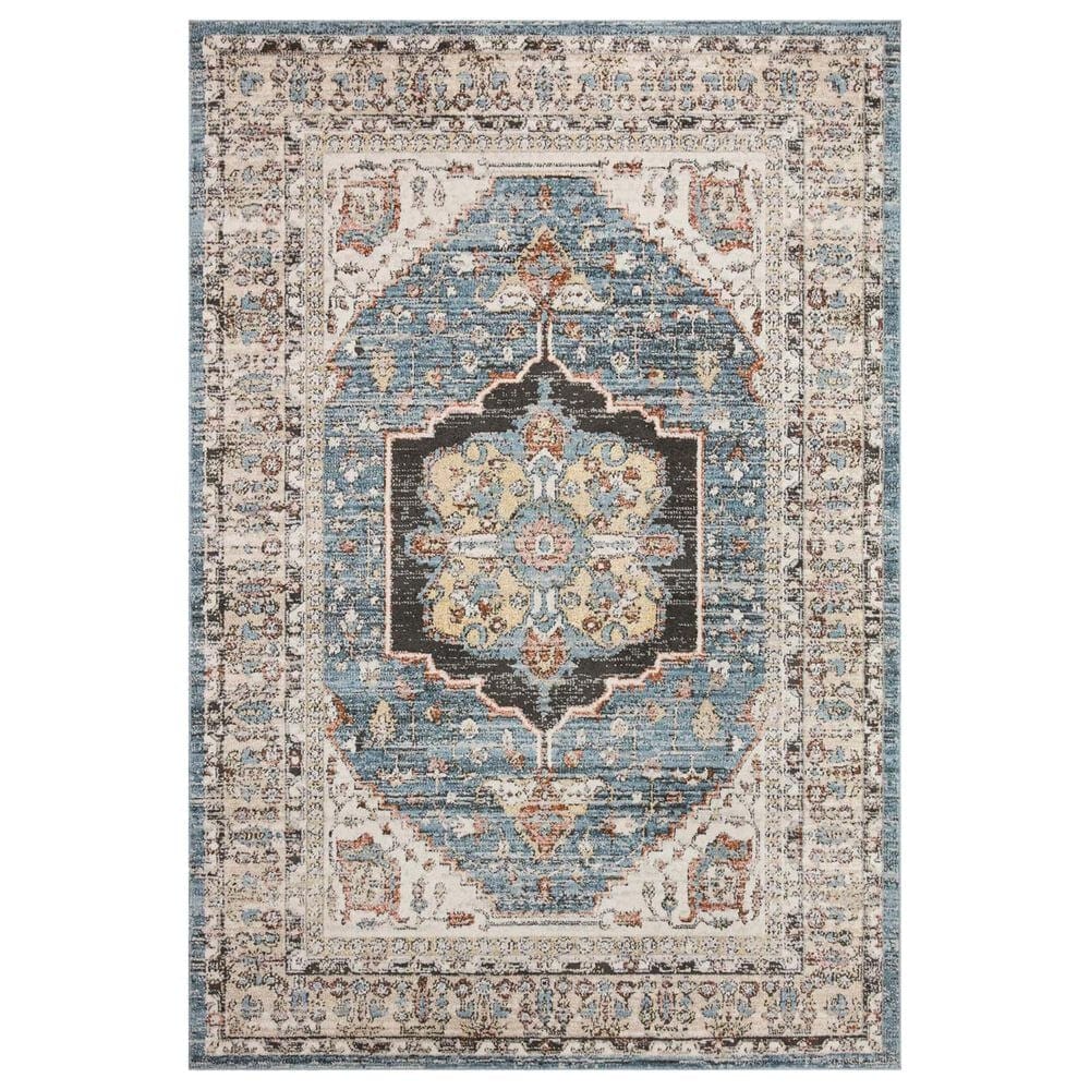 Loloi II Odette 7"10" Round Sky and Multicolor Area Rug, , large