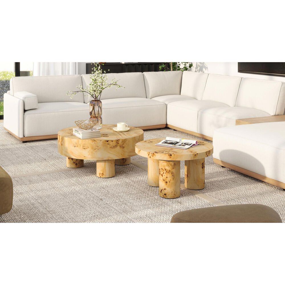Jennifer Taylor Home Nebula 35.5" Coffee Table in Warm Natural Brown, , large