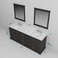 Lexora Home Dukes 80" Double Bathroom Vanity in Espresso with 2 cm White Quartz Top and Rectangular Sinks, , large