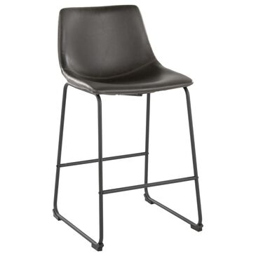 Lumisource Duke Fixed-Height Counter Stool with Grey Cushion in Black, , large