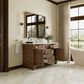 James Martin Vanities Brookfield 60" Single Bathroom Vanity in Pecan with Single Hole 3 cm White Zeus Quartz Top and Rectangular Sink, , large