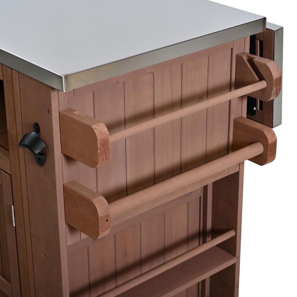 HOMLUX 41.9" Outdoor Extendable Kitchen Island in Brown, , large