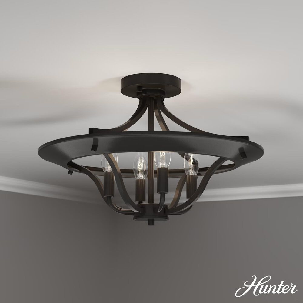 Hunter Perch Point 4-Light Semi-Flush Mount in Noble Bronze, , large
