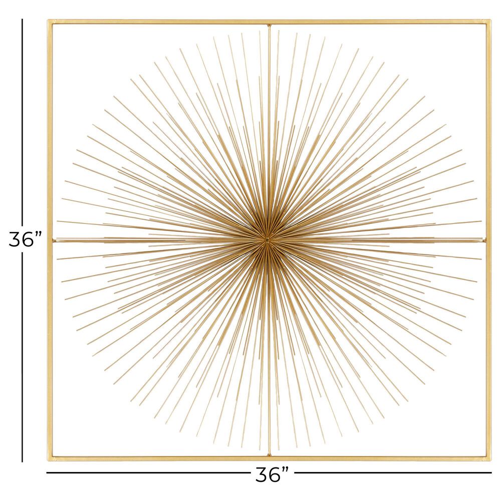 CosmoLiving by Cosmopolitan 36&quot; Square Modern Wall Decor with Starburst Center in Gold, , large
