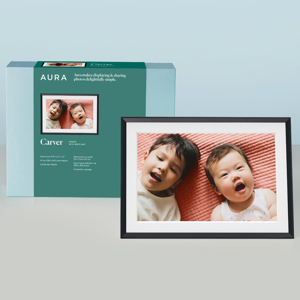 Aura Carver Mat 10" Digital Wi-Fi Photo Frame with Paper Mat in Charcoal, , large
