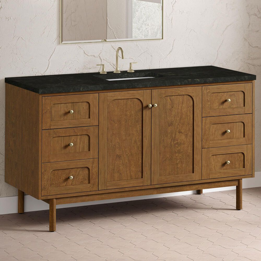 James Martin Laurent 60" Single Bathroom Vanity in Honey Oak with 3 cm Phantome Eclos Top and Rectangular Sink, , large