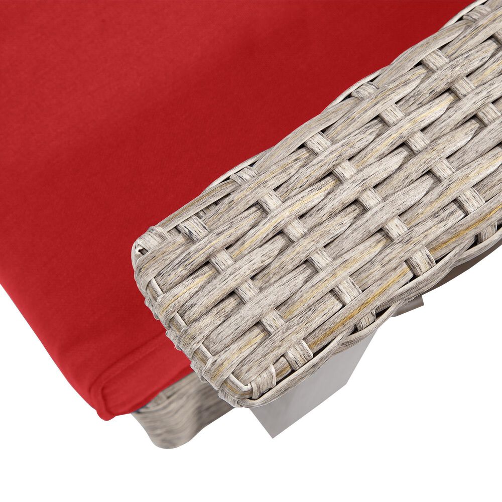 Sunwell Garden Patio Outdoor Swivel Chair with Light Gray Wicker in Red, , large